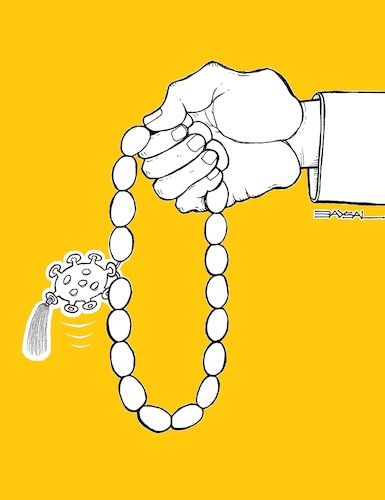 Cartoon: Rosary and corona (medium) by ercan baysal tagged rosary,corona,covit19,pandemi,vaccine,doctor,physician,patient,medicine