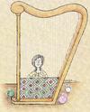 Cartoon: Throw rug (small) by ercan baysal tagged türkiye turkey woman music harp throw rug orient carpet art colour
