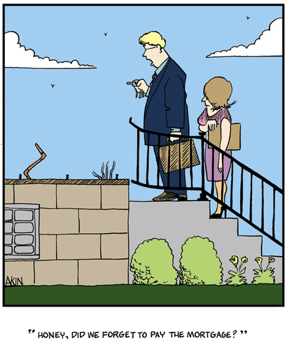 Cartoon: Bank Reposession (medium) by Tim Akin Ink tagged humor,funny,bank,foreclosure,mortgage