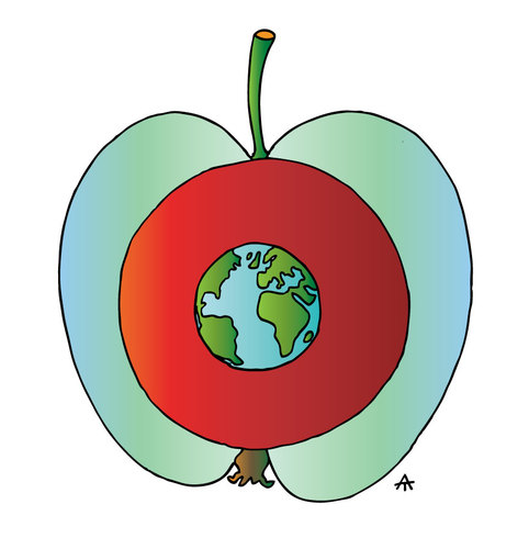 Cartoon: Apple (medium) by Alexei Talimonov tagged apple,earth