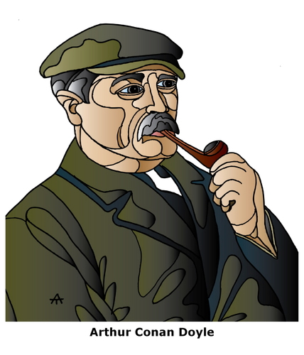 Cartoon: Arthur Conan Doyle (medium) by Alexei Talimonov tagged doyle