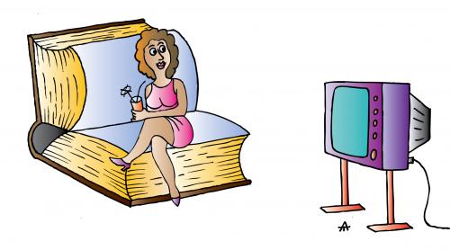 Cartoon: Book Sofa (medium) by Alexei Talimonov tagged literature,books,tv