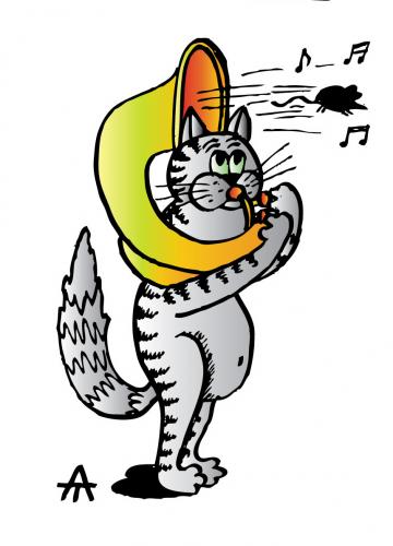 Cartoon: Cat (medium) by Alexei Talimonov tagged cat,music,mouse