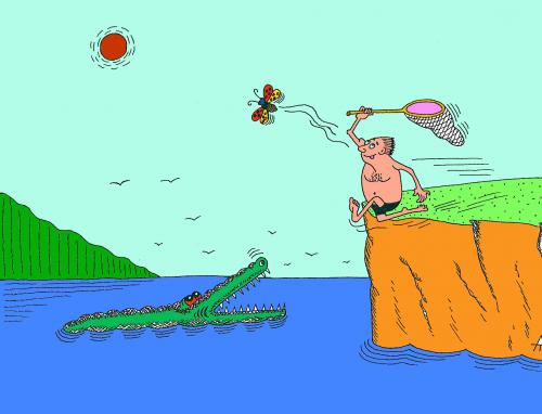 Cartoon: Crocodile (medium) by Alexei Talimonov tagged crocodile,butterfly