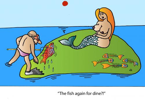 Cartoon: Fish Again (medium) by Alexei Talimonov tagged fish,island,mermaid
