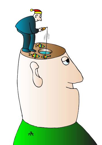 Cartoon: Fisher (medium) by Alexei Talimonov tagged fisher,brain,thoughts