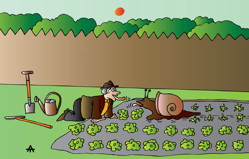 Cartoon: Gardening (medium) by Alexei Talimonov tagged gardening,snail