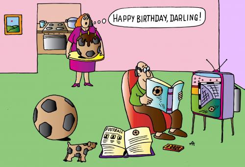 Cartoon: Happy Birthday (medium) by Alexei Talimonov tagged football,soccer,tv,home,birthday