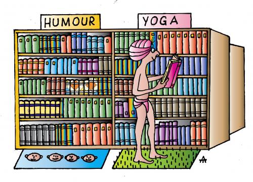 Cartoon: Library (medium) by Alexei Talimonov tagged library,yoga,humor,books,literature