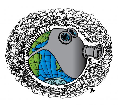 Cartoon: Mask (medium) by Alexei Talimonov tagged pollution,climate,change,earth,global,warming