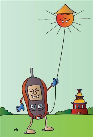 Cartoon: Mobile from China (medium) by Alexei Talimonov tagged mobile,china