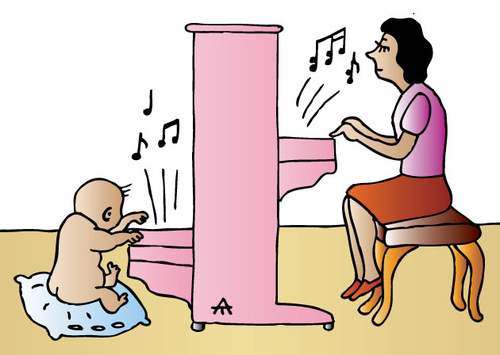 Cartoon: Music (medium) by Alexei Talimonov tagged music,mom,baby