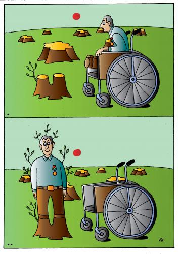 Cartoon: New Hope (medium) by Alexei Talimonov tagged invalid,trees,nature