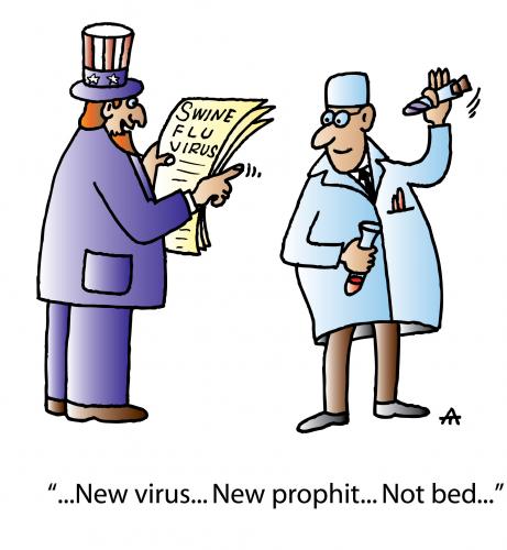 Cartoon: New Profit (medium) by Alexei Talimonov tagged swine,flu,virus