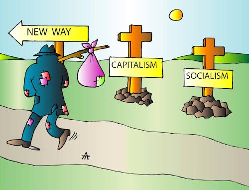 Cartoon: New way (medium) by Alexei Talimonov tagged capitalism