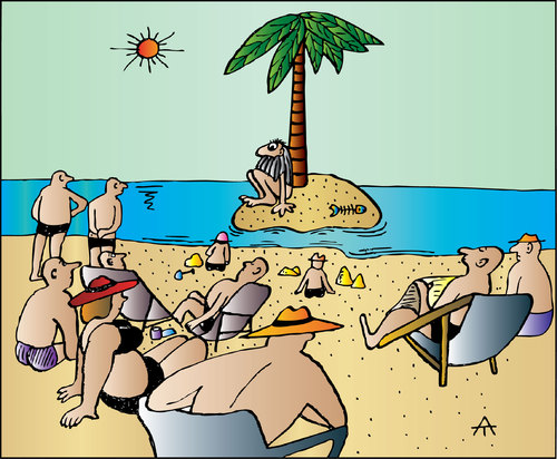 Cartoon: On the beach (medium) by Alexei Talimonov tagged beach,island