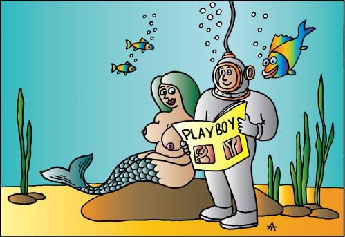 Cartoon: Playboy (medium) by Alexei Talimonov tagged mermaid,playboy