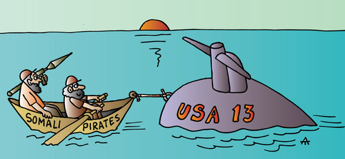 Cartoon: Somali Pirates (medium) by Alexei Talimonov tagged somali,pirates