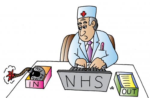 Cartoon: Swine Flu (medium) by Alexei Talimonov tagged swine,flu,virus,doctor