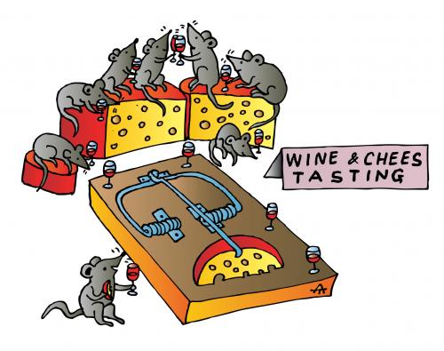 Cartoon: Wine (medium) by Alexei Talimonov tagged wine,cheese,mouse,mice,trap