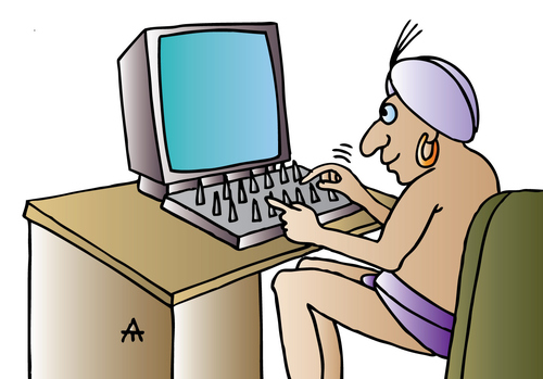 Cartoon: Yoga and PC (medium) by Alexei Talimonov tagged yoga,pc,computer