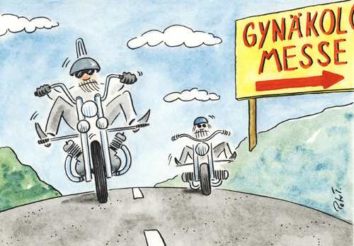Cartoon: gynäkologenmesse (medium) by Peter Thulke tagged gynäkologie,motorrad,gynäkologie,motorrad