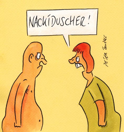 Cartoon: nacktduscher (medium) by Peter Thulke tagged weichei
