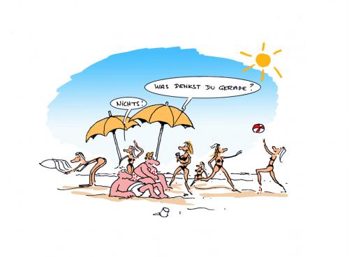 Cartoon: -Was denkst du gerade ? (medium) by cartoonage tagged strand,urlaub,denken
