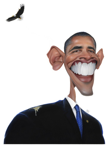 Cartoon: Barack Obama (medium) by achille tagged barack,obama
