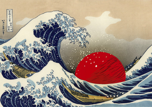 Cartoon: Japan - under the wave (medium) by gilderic tagged gilderic,japan,estampe,illustration,hokusai,wave,disaster,tsunami