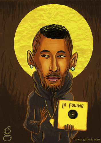 Cartoon: Pop Icons - La Fouine (medium) by gilderic tagged gilderic,illustration,caricature,fouine,icon,pop,music,rap