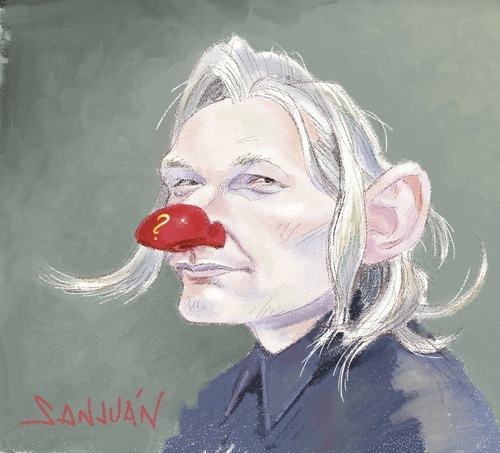 Cartoon: Assange (medium) by sanjuan tagged politica