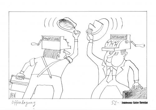 Cartoon: Offenlegung (medium) by Gabor Benedek tagged mindestlohn,