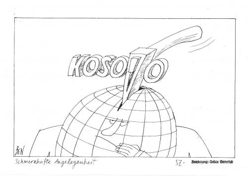 Cartoon: Schmerzhafte Angelegenheit (medium) by Gabor Benedek tagged kosovo,