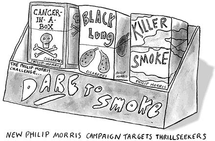 Cartoon: Truth in Advertising (medium) by sstossel tagged cigarettes,health,advertising,nicotine,