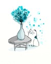 Cartoon: blue flowers and cat (small) by adimizi tagged cat,blue,flowers