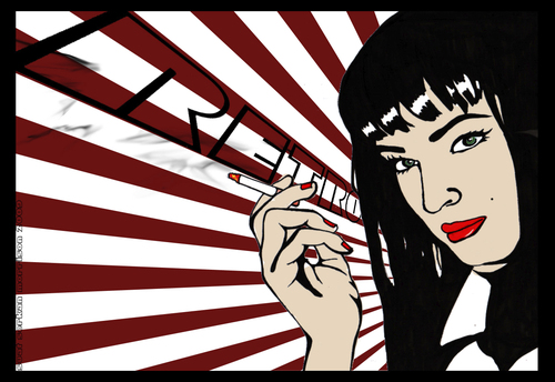 Cartoon: pulp fiction (medium) by Suat Serkan Celmeli tagged retro