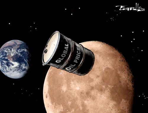 Cartoon: Oil over the Moon (medium) by CARTOONISTX tagged oil,gasoline