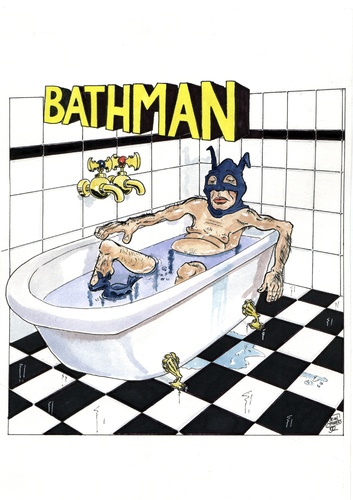 Cartoon: Bathman (medium) by jean gouders cartoons tagged batman,superheroes,jean,gouders,batman,held,superheld,comic,badewanne,baden,bad