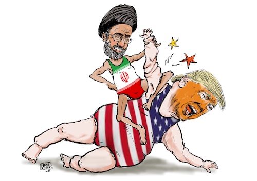 Cartoon: Huge victory (medium) by jean gouders cartoons tagged trump,iran,war,straight,of,hormuz,trump,iran,war,straight,of,hormuz