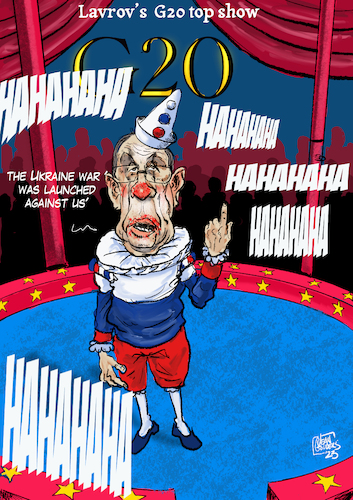 Cartoon: Lavrov show (medium) by jean gouders cartoons tagged ucrain,war,lavrov,g20,top,ucrain,war,lavrov,g20,top