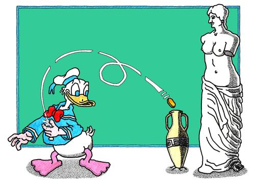 Cartoon: Donald Duck and Venus (medium) by srba tagged culture,art,entertainment,venus,duck,donald