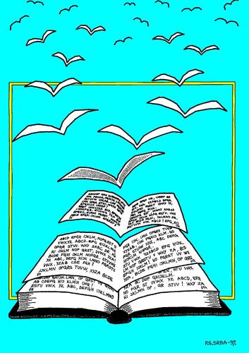 Cartoon: Opened book (medium) by srba tagged ideas,birds,books