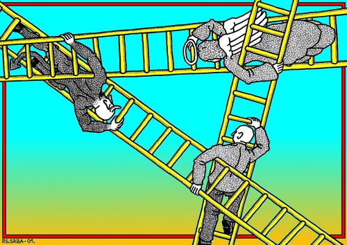 Cartoon: Rising (medium) by srba tagged man,angel,devil,ladders