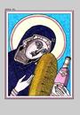 Cartoon: Mother of Jesus (small) by srba tagged madonna,mother,of,jesus,bread,wine