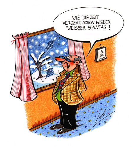 Cartoon: Weißer Sonntag (medium) by irlcartoons tagged weißer,sonntag,schnee,wetter,wetterbericht,kommunion,april,frühling,warten,winter,märz,februar,kirche,osteroktav