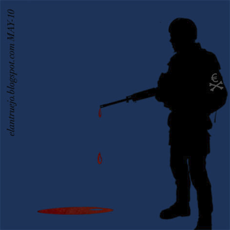 Cartoon: militar eu (medium) by german ferrero tagged ue,eu,militar,antimilitar,antimilitarista,sangre,blood