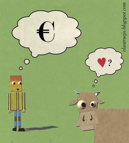 Cartoon: Vaca (medium) by german ferrero tagged vaca,cow,economia,economy,euros,money,antruejo
