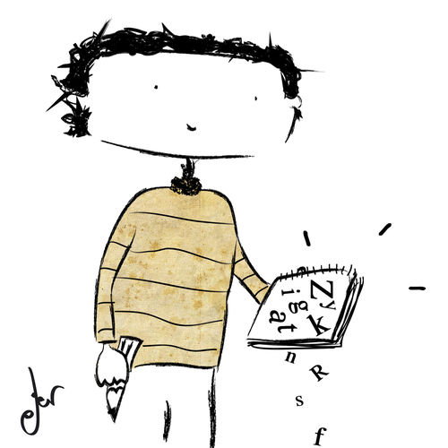 Cartoon: writer (medium) by german ferrero tagged ger,antruejo,notebook,cuaderno,letras,word,escritor