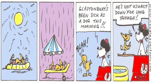 Cartoon: Blah! (medium) by noodles cartoons tagged glastonbury,little,bird,dog,weather,rain,art,cartoon,fun